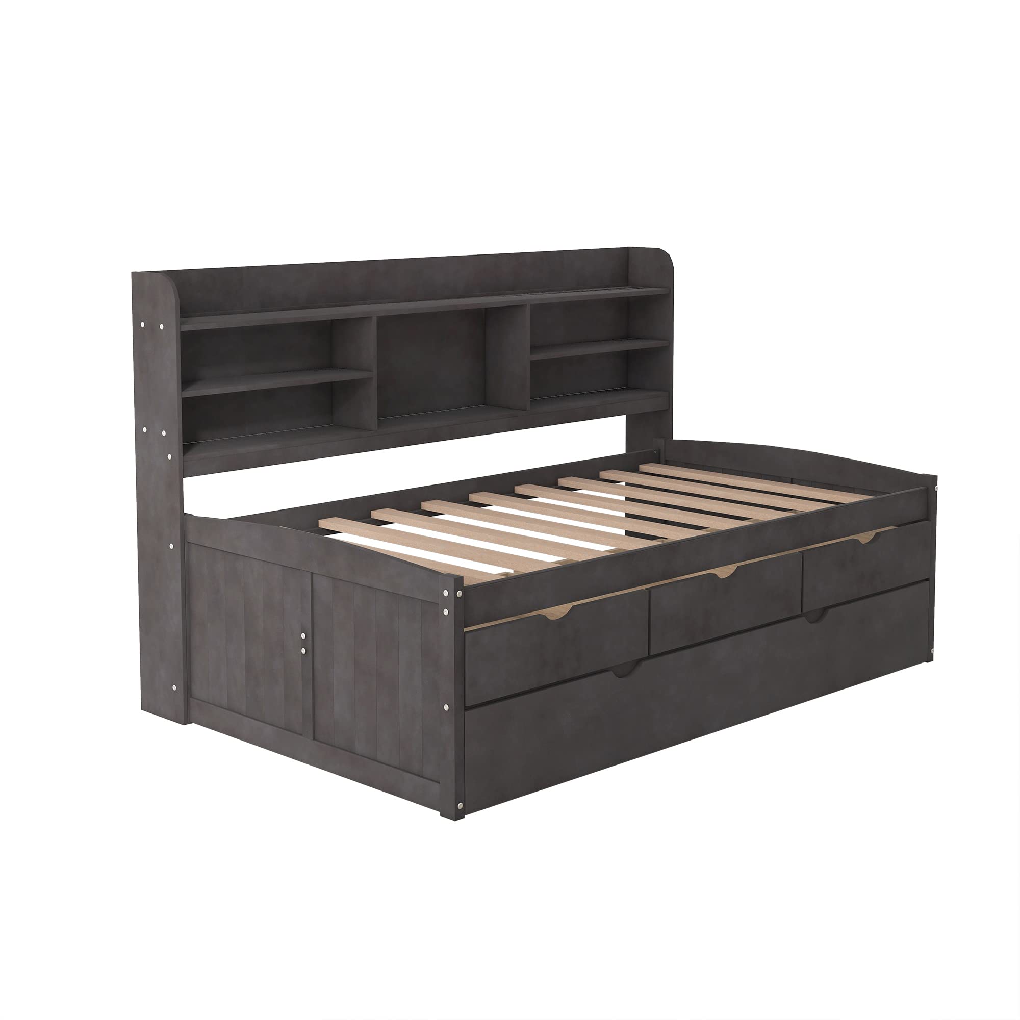 Harper & Bright Designs Twin Captain's Bed with Trundle and