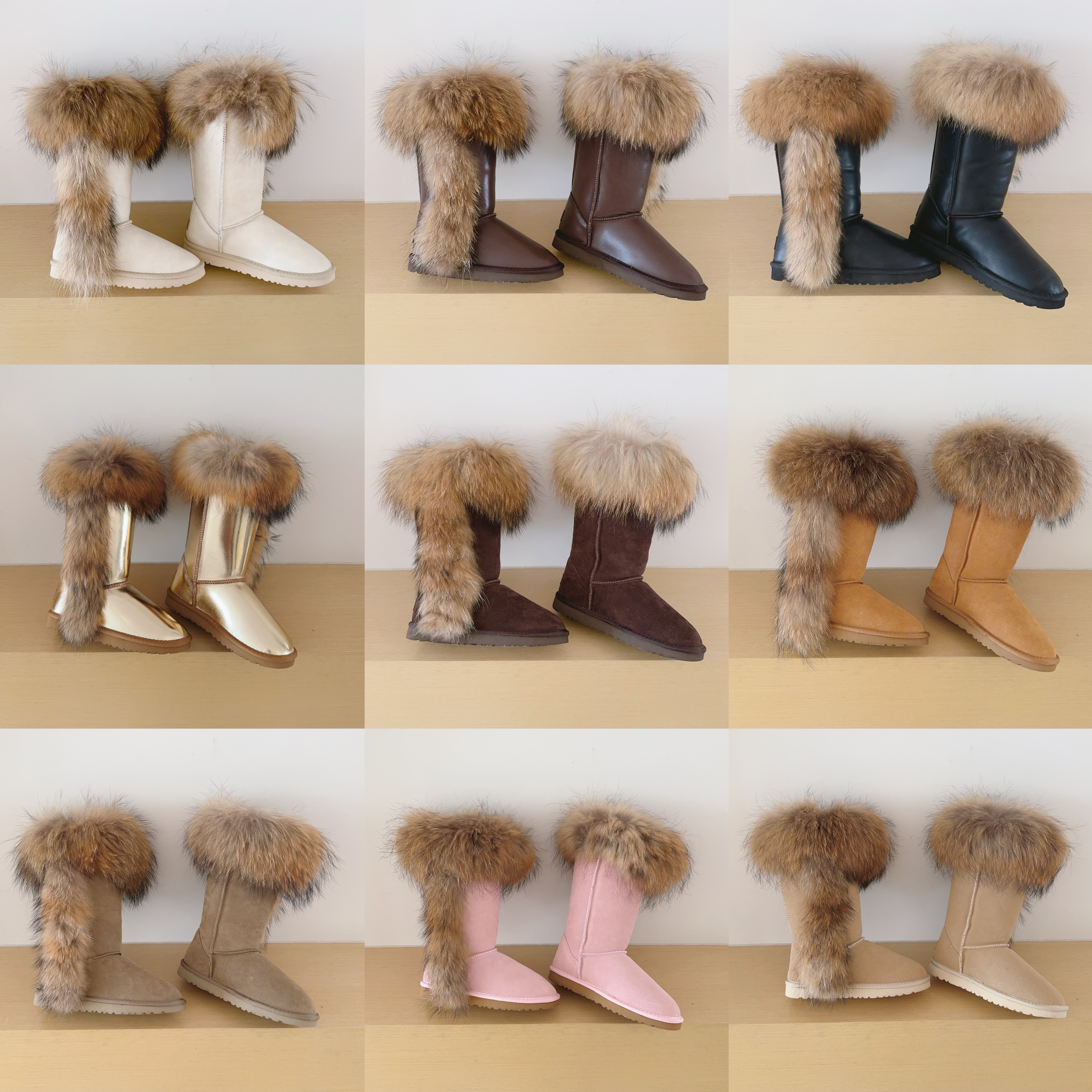 5815 Genuine Fur Trim Tall Boots