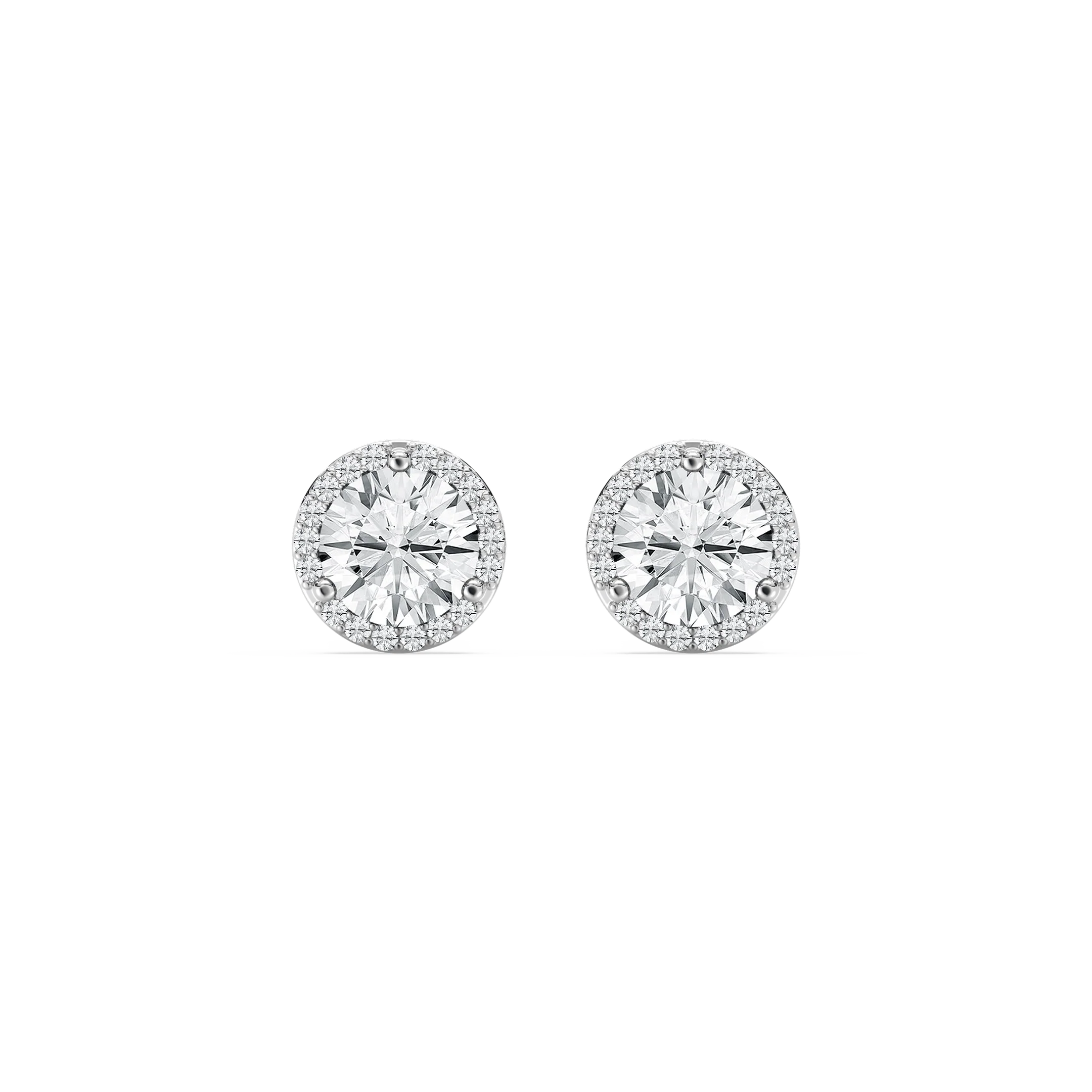 Round Lab Grown Diamond Martini Halo Stud Earrings