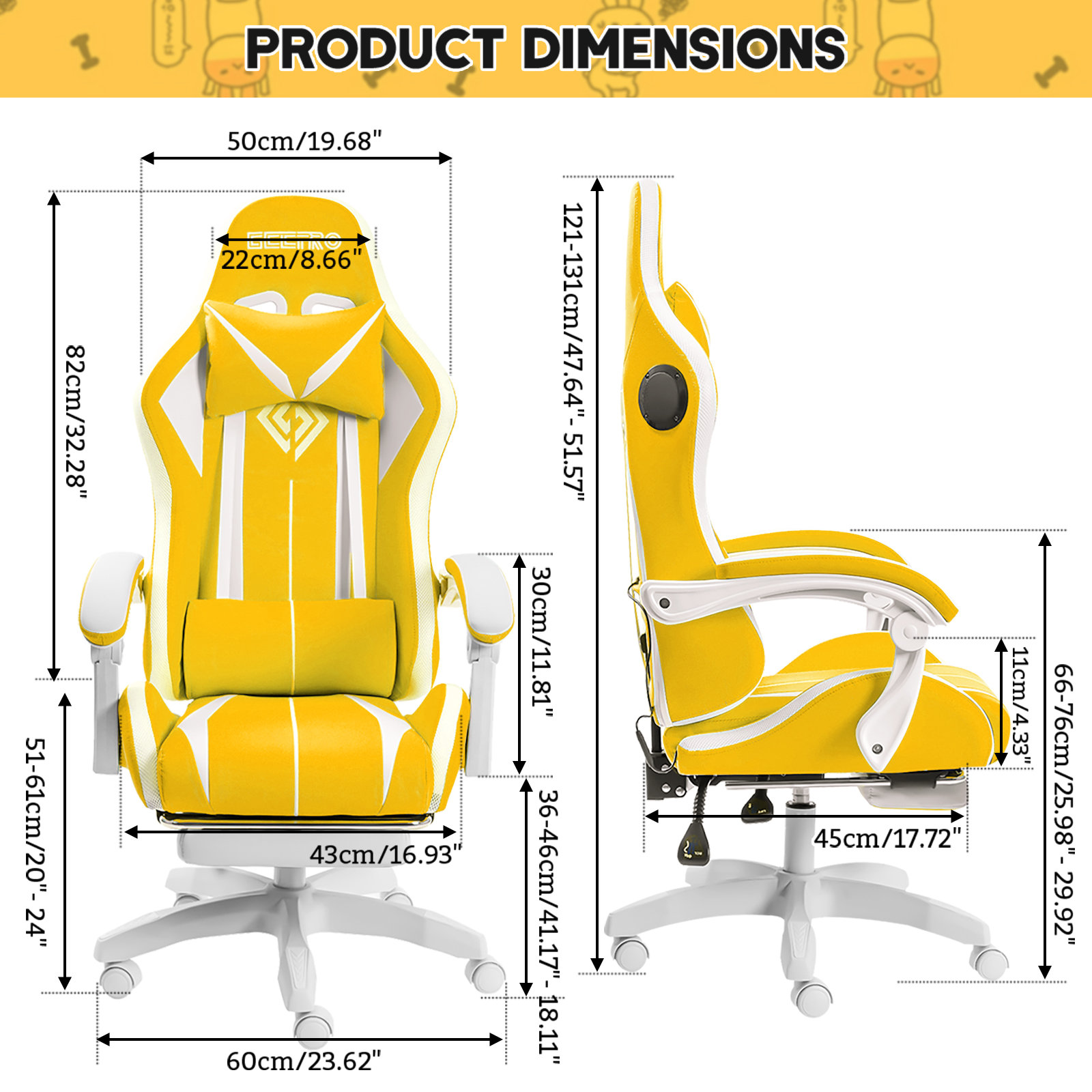 RGB PC & Racing Game Chair With Massage And Bluetooth