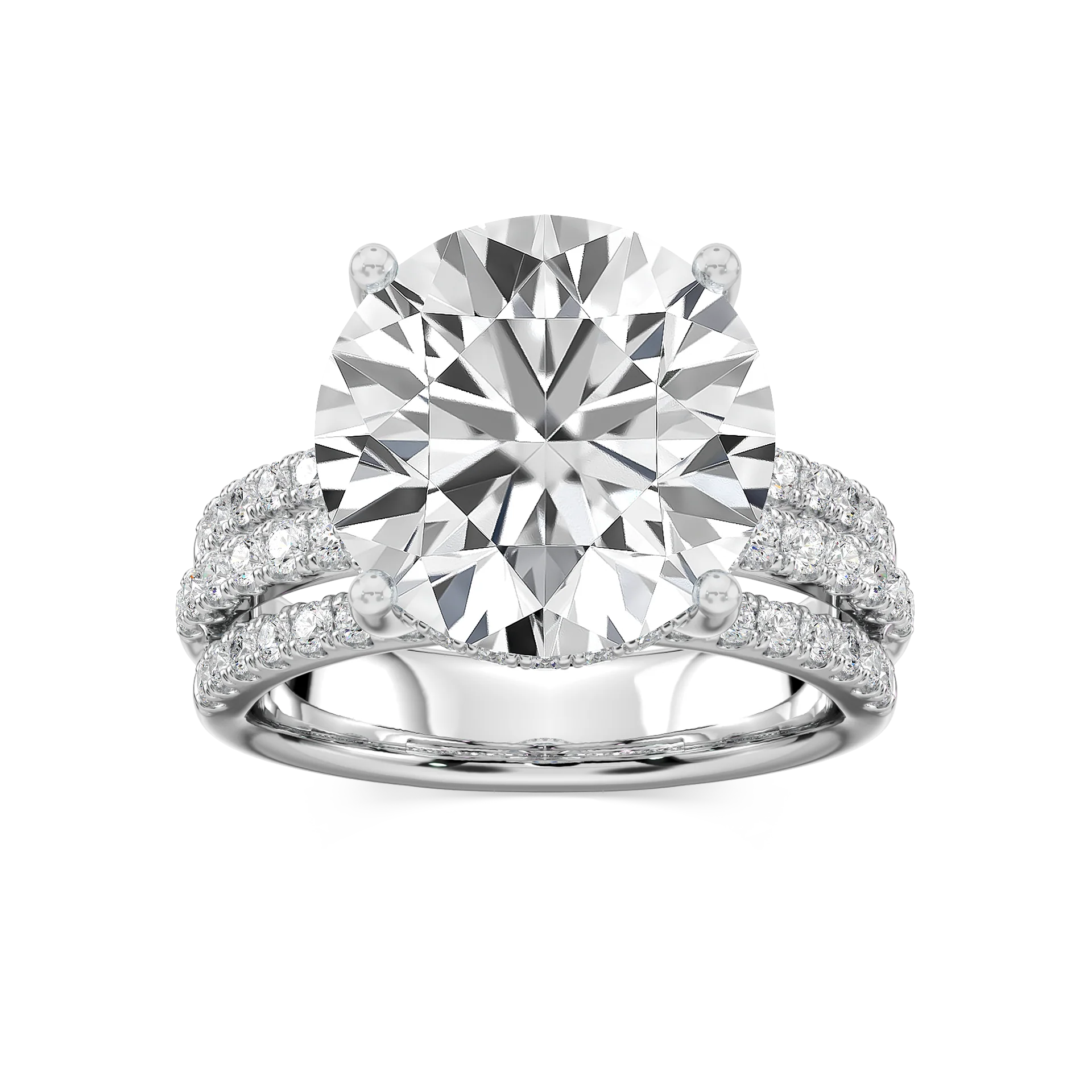 Lasha 11 ⅕ ctw Round Lab Grown Diamond Triple Row Hidden Halo Engagement Ring - Signature Collection