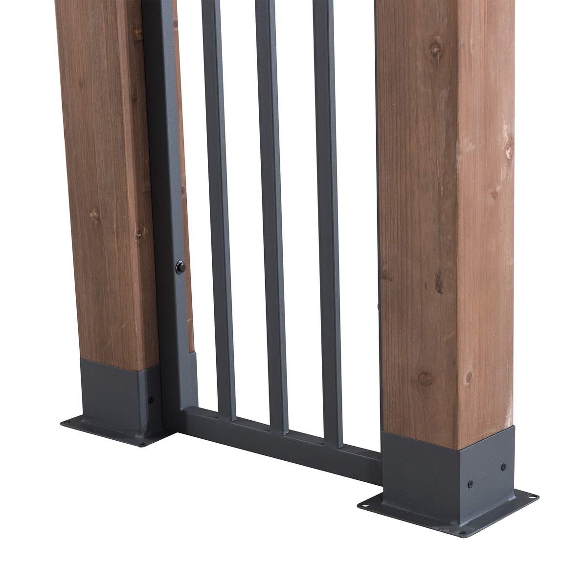 Outdoor Cedar Frame Wood Gazebo with Black Steel Hardtop Roof