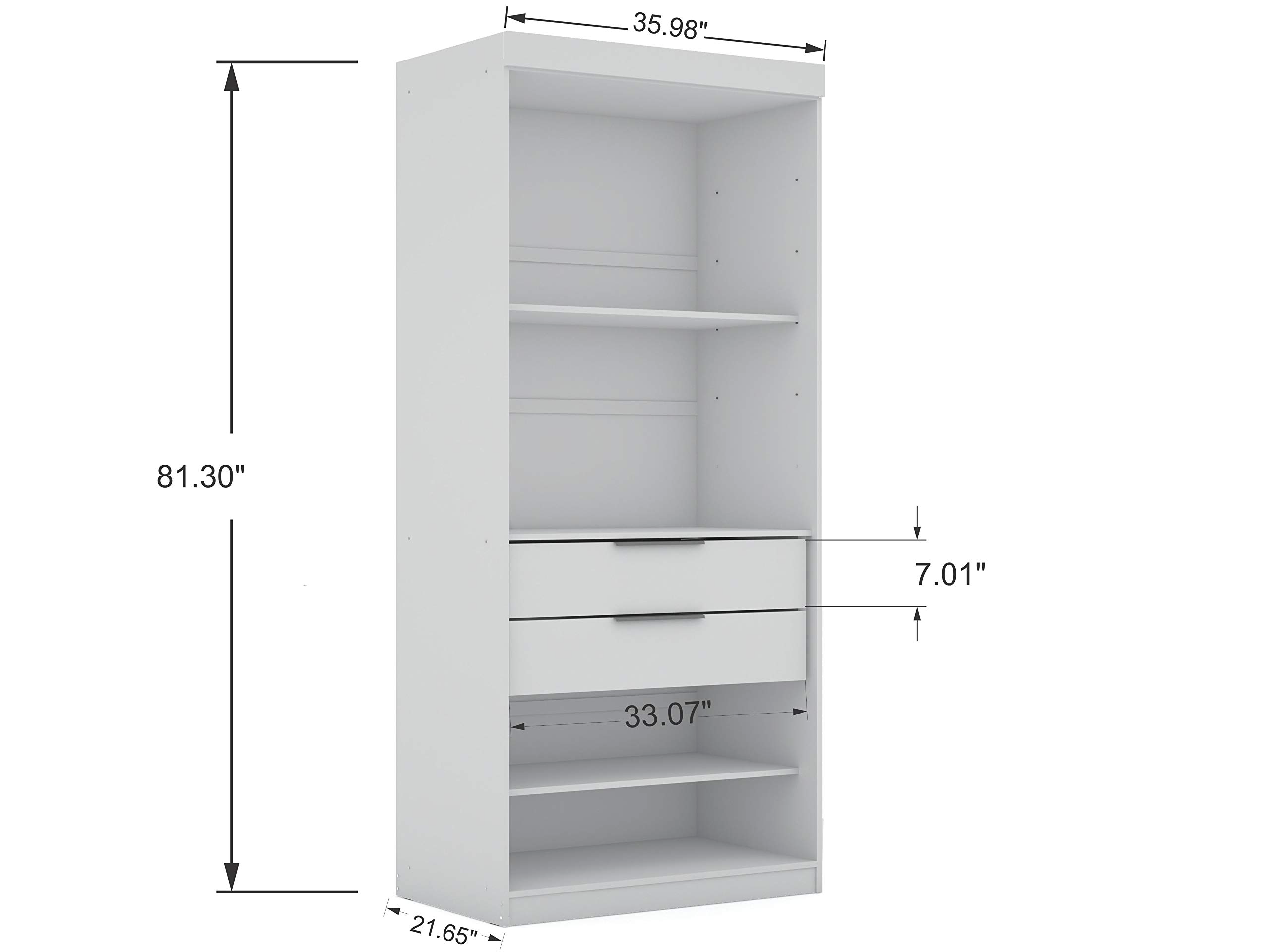 Mulberry Modern Open 3 Sectional Wardrobe Corner Closet with 4