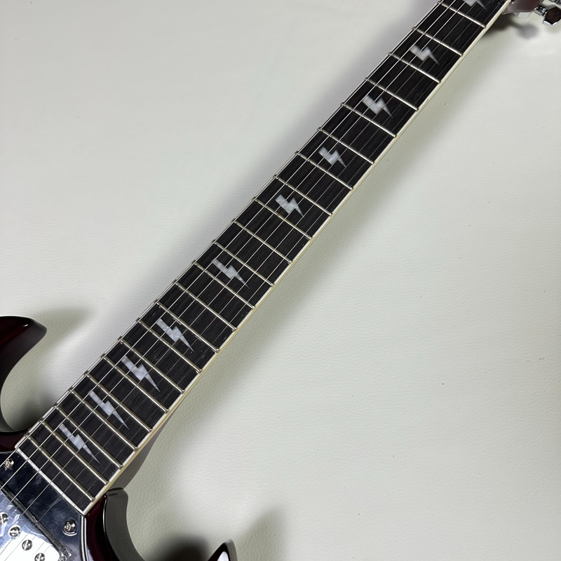 G400 Angus Young Dark Wine Red SG Electric Guitar with Lightning Bolt Inlays