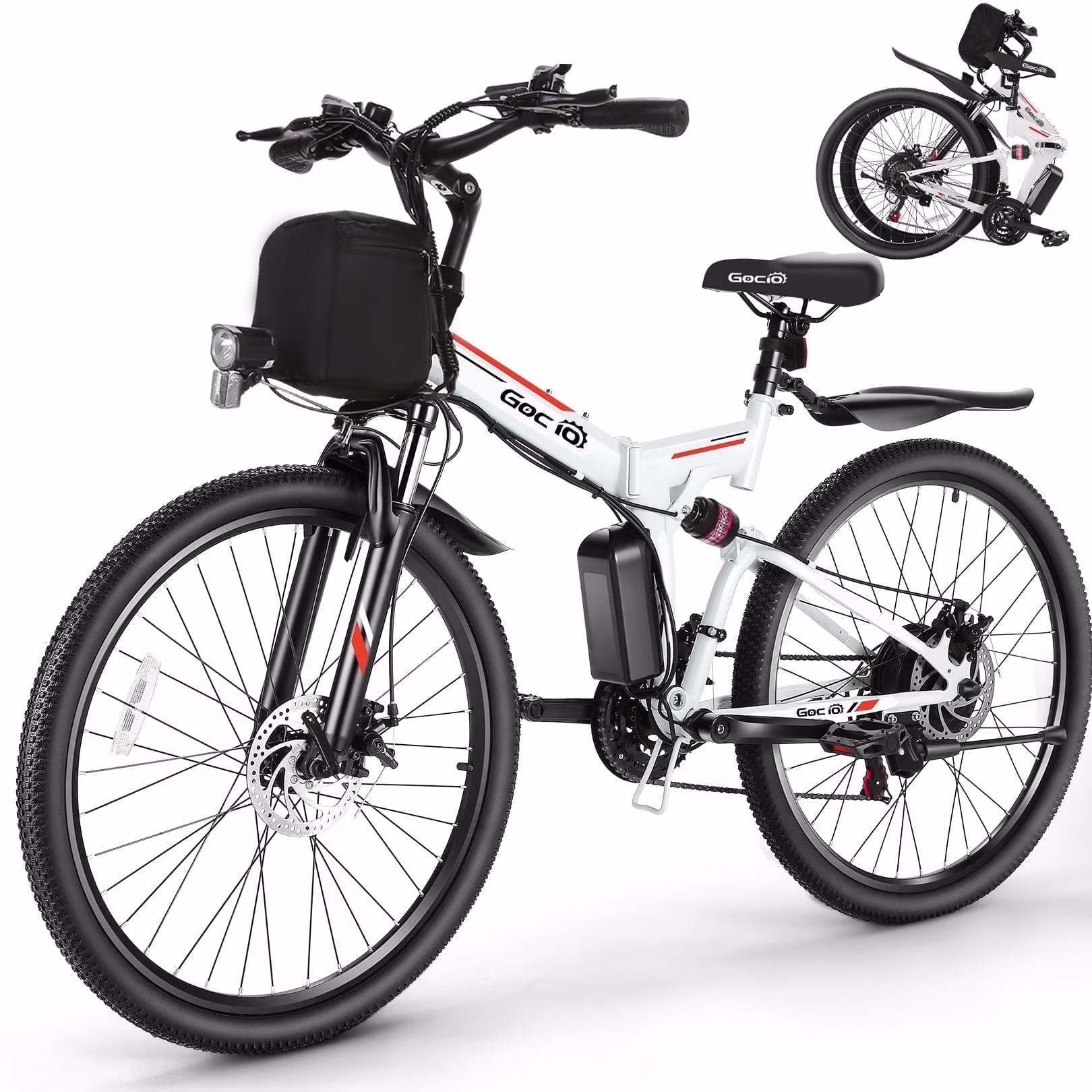 Gocio 26in Folding Electric Mountain Bike, 500W, Full Suspension
