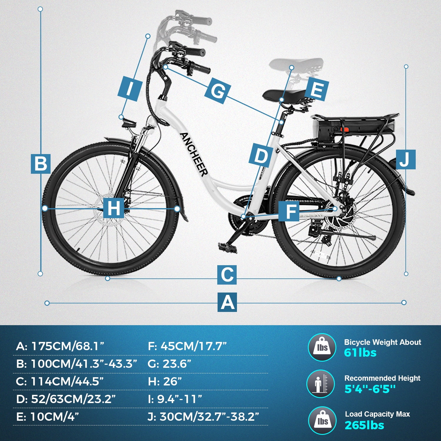 ANCHEER 26in Electric Commuter Bike, 500W, 48V 10.4Ah