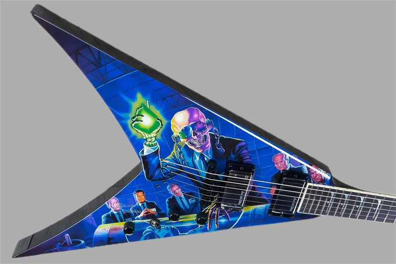 Dave Mustaine Rust in Peace Blue FlyingV Electric Guitar Handwork Paint