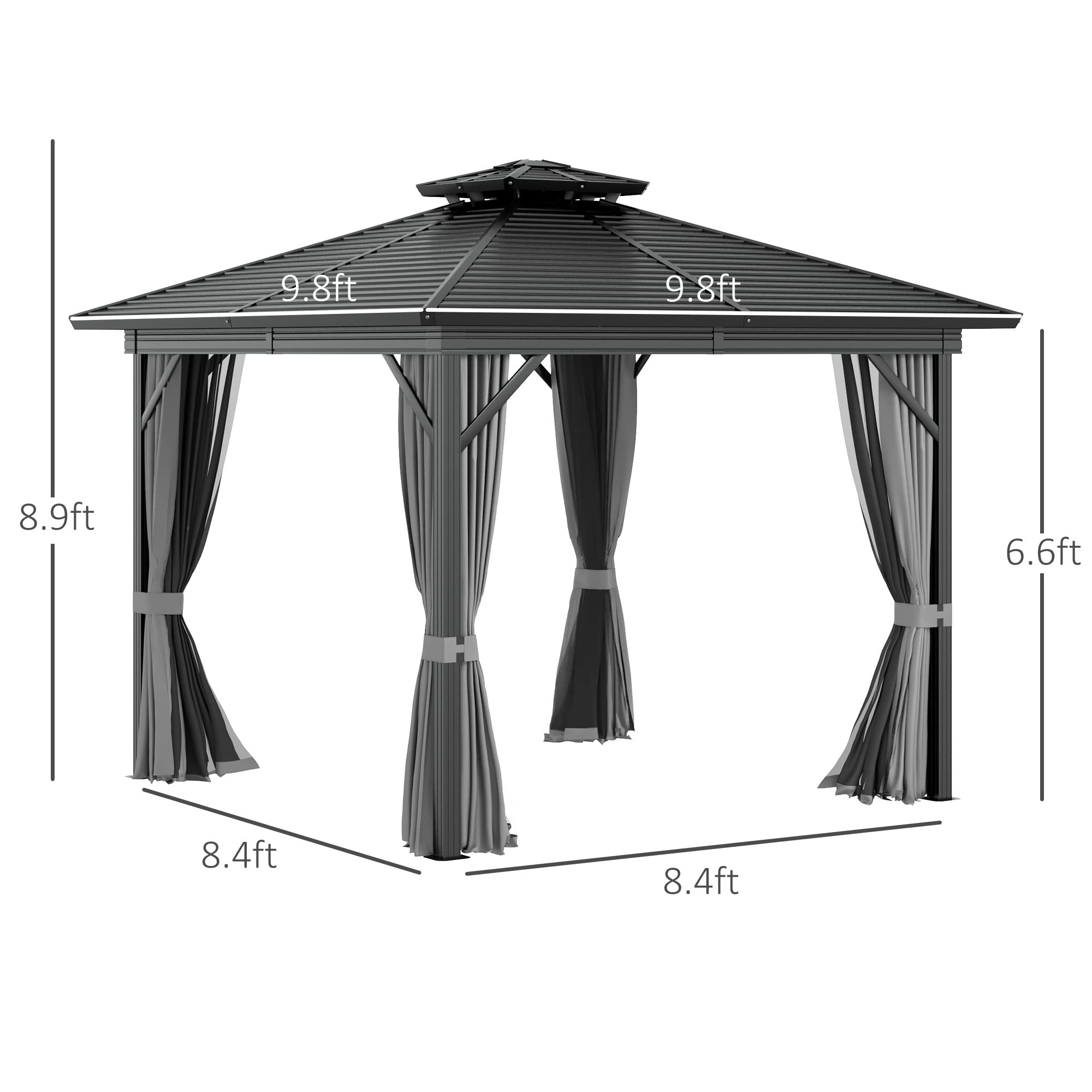 10x10 Hardtop Gazebo with Aluminum Frame