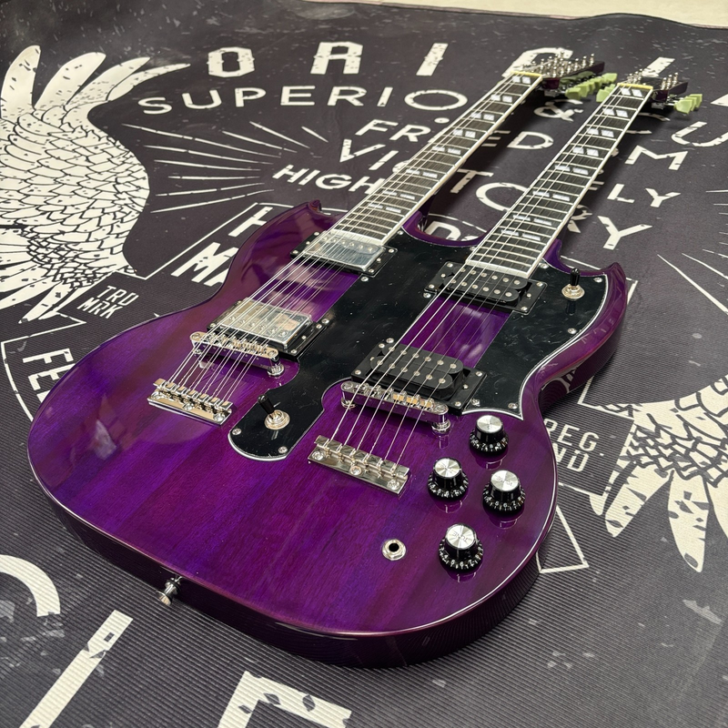 Purple Limited Edition SG 1275 Double Neck Electric Guitar Solid 12/6 Jimmy Page