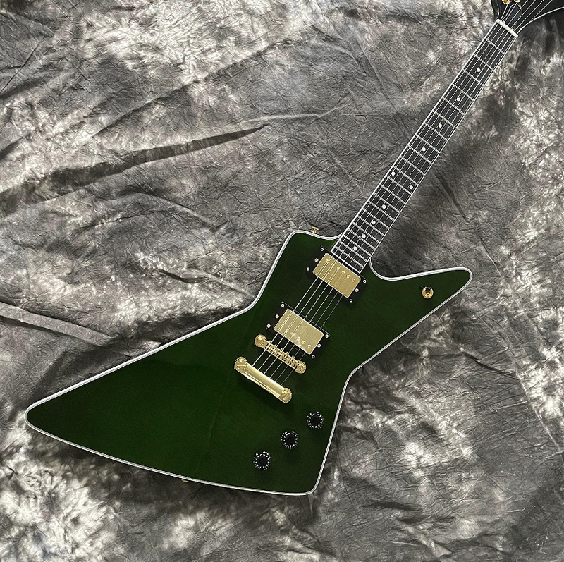 Top Explore Electric Guitar Green Flamed Maple Mahogany Body 6 strings