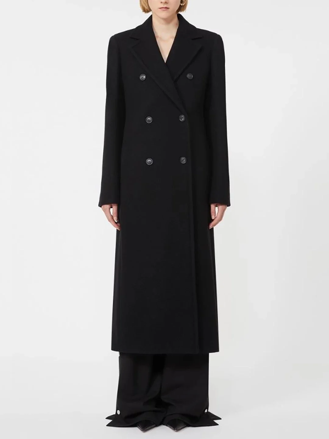 Wool-cashmere blend double-breasted wool coat