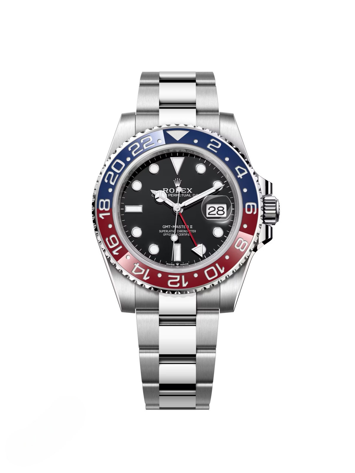 【Super Clone】RLX Steel GMT-Master II 40 Watch - Blue And Red Pepsi Bezel - Black Dial - Oyster Bracelet  | Ref 126710blro-0002