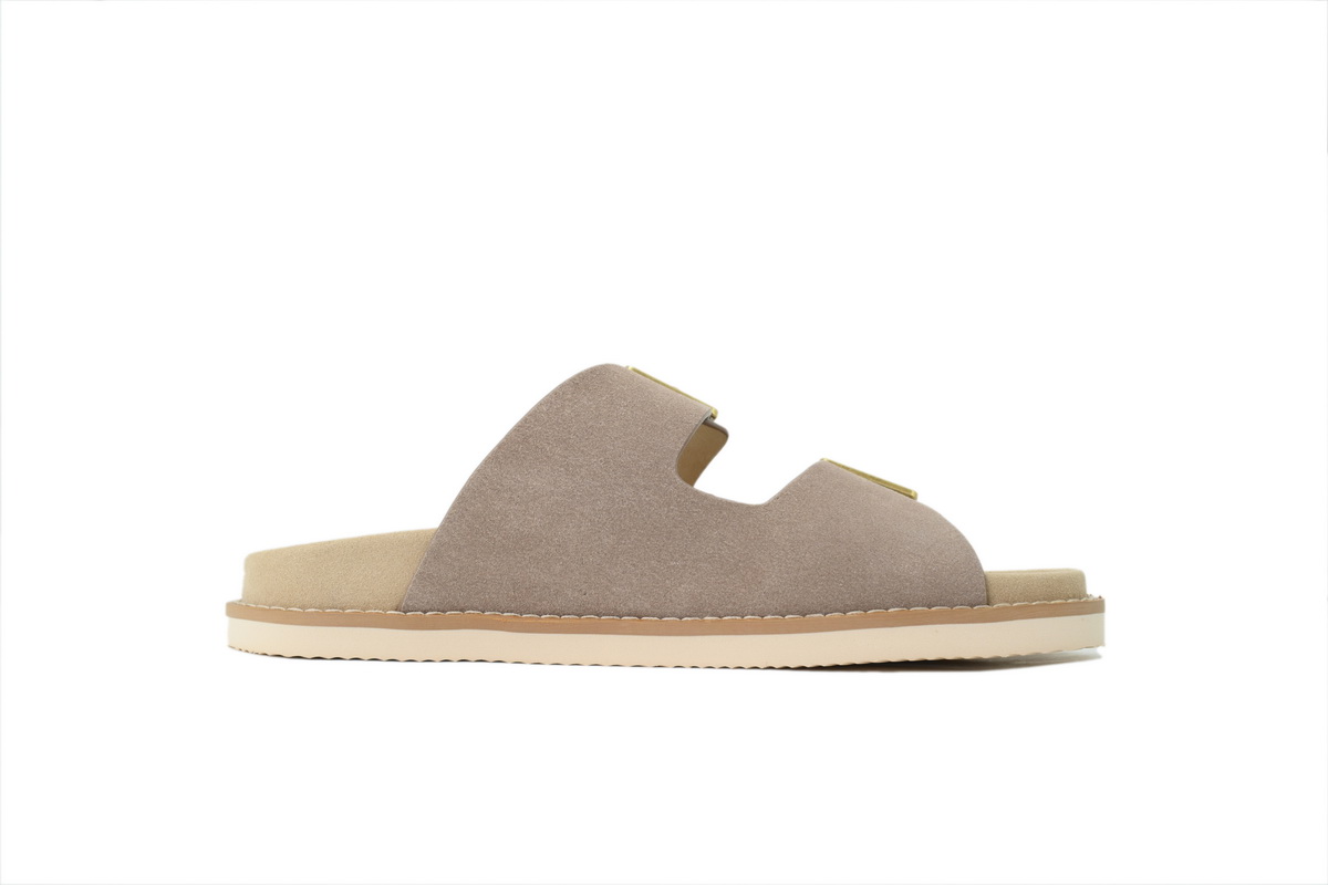 Brunello Cucinelli Suede Slide Sandals Beige