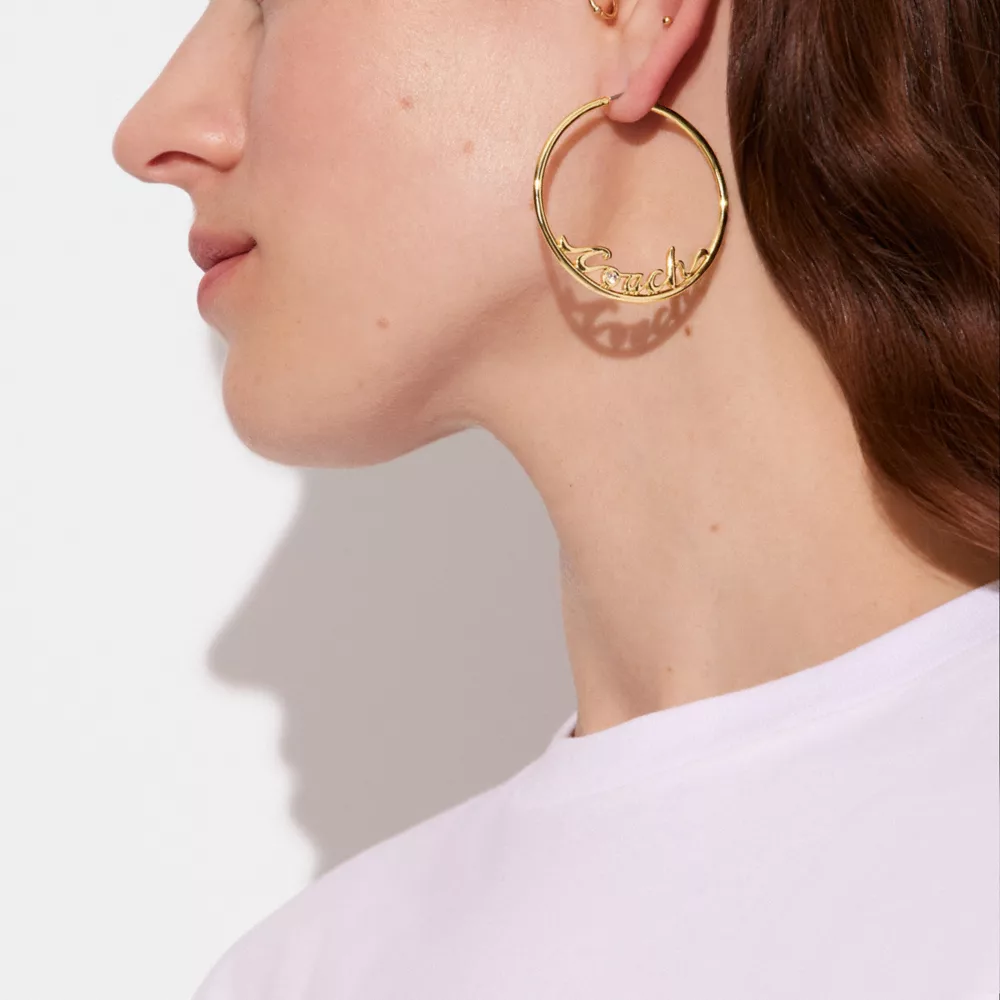 COAthtCH Logo Script Hoop Earrings