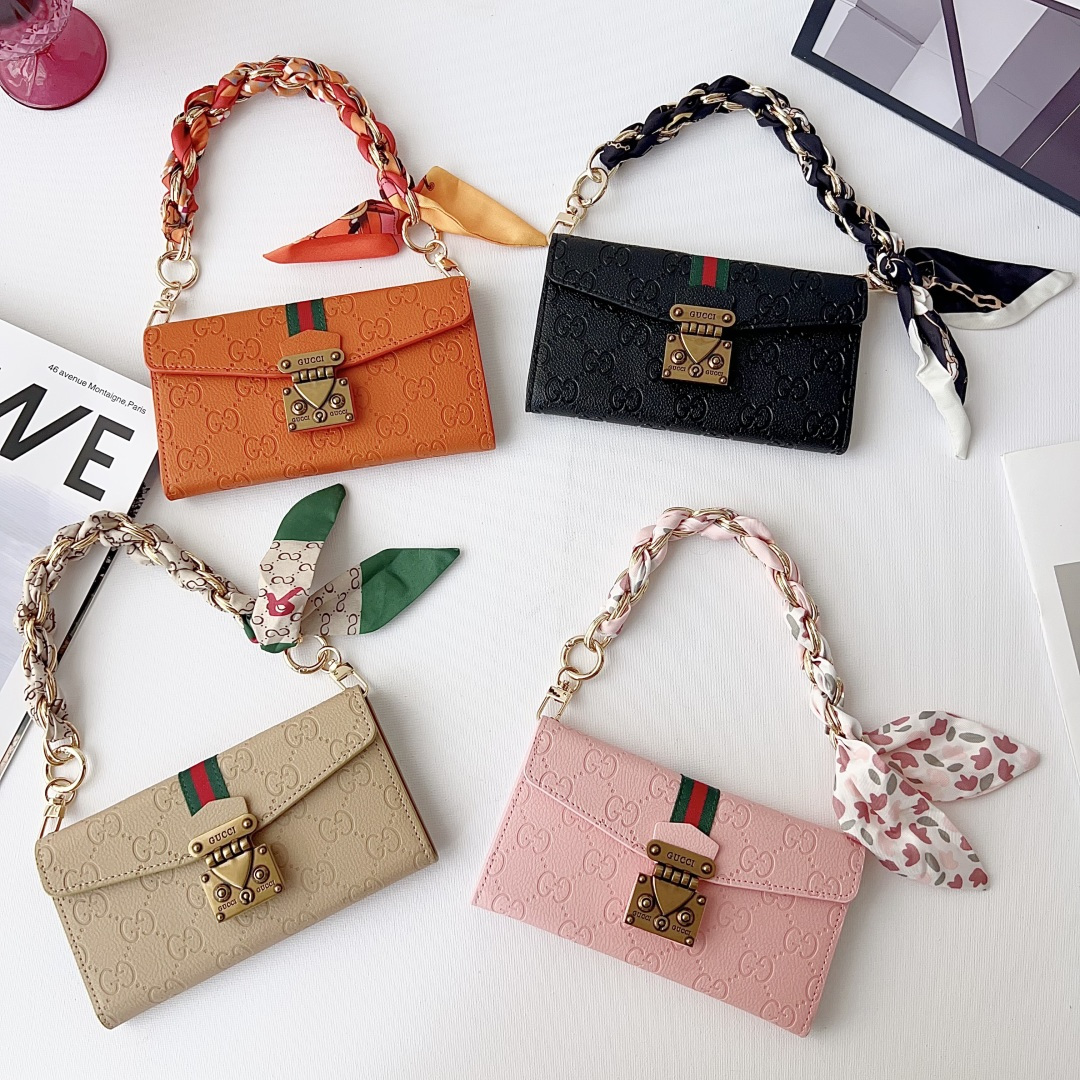 Gucci GG Monogram Embossed Envelope Crossbody Wallet Phone Bag