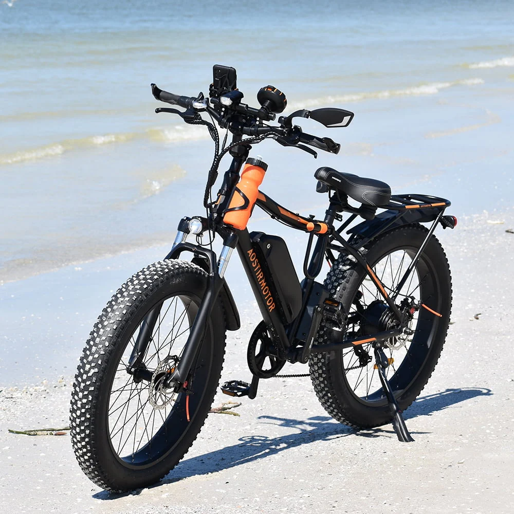 Aostirmotor 26in Fat Tire Electric Mountain Bike, 750W, Black