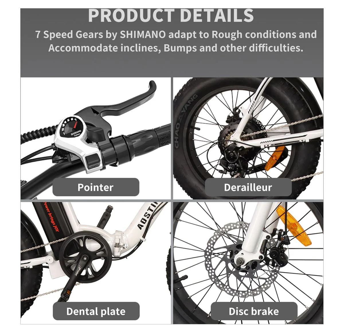 Aostirmotor 20in Folding Fat Tire Electric Bike, 500W, 36V 13Ah