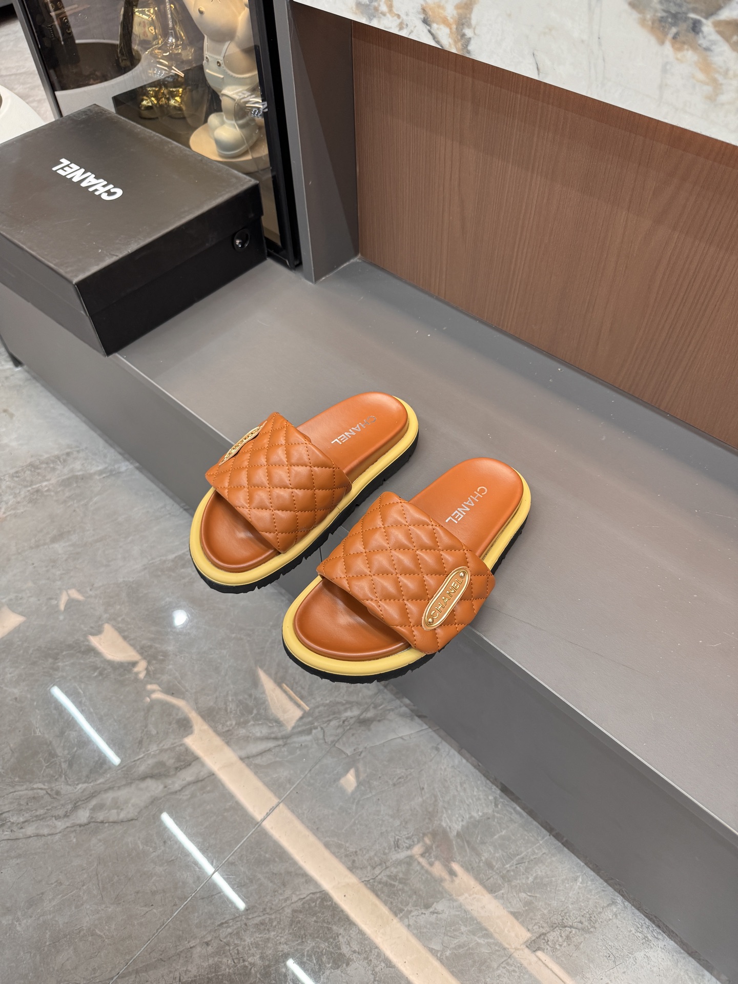 Chanel Platform Slide Sandals - Yellow & Orange