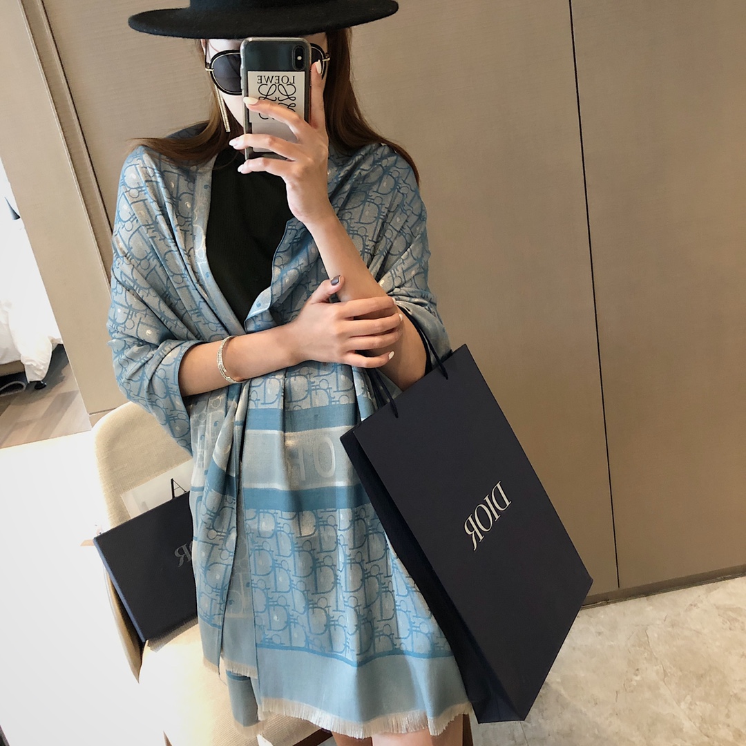Dior Oblique Scarf Blue and Navy product images