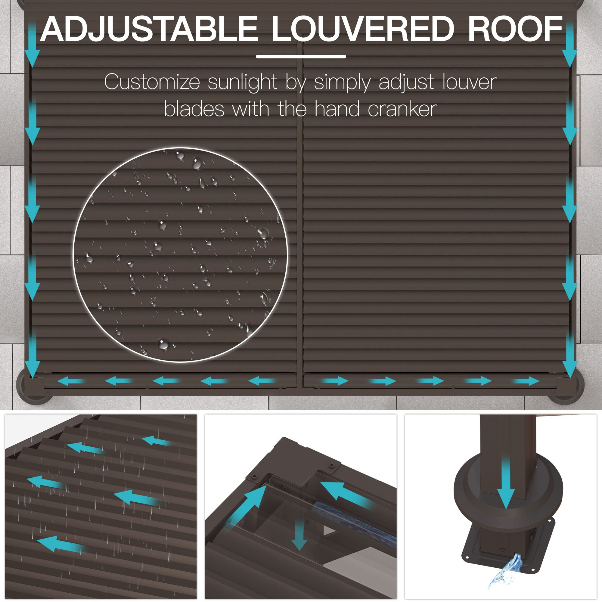 Outdoor Louvered Pergola 10'x13' Patio Hardtop Gazebo Sun Shade