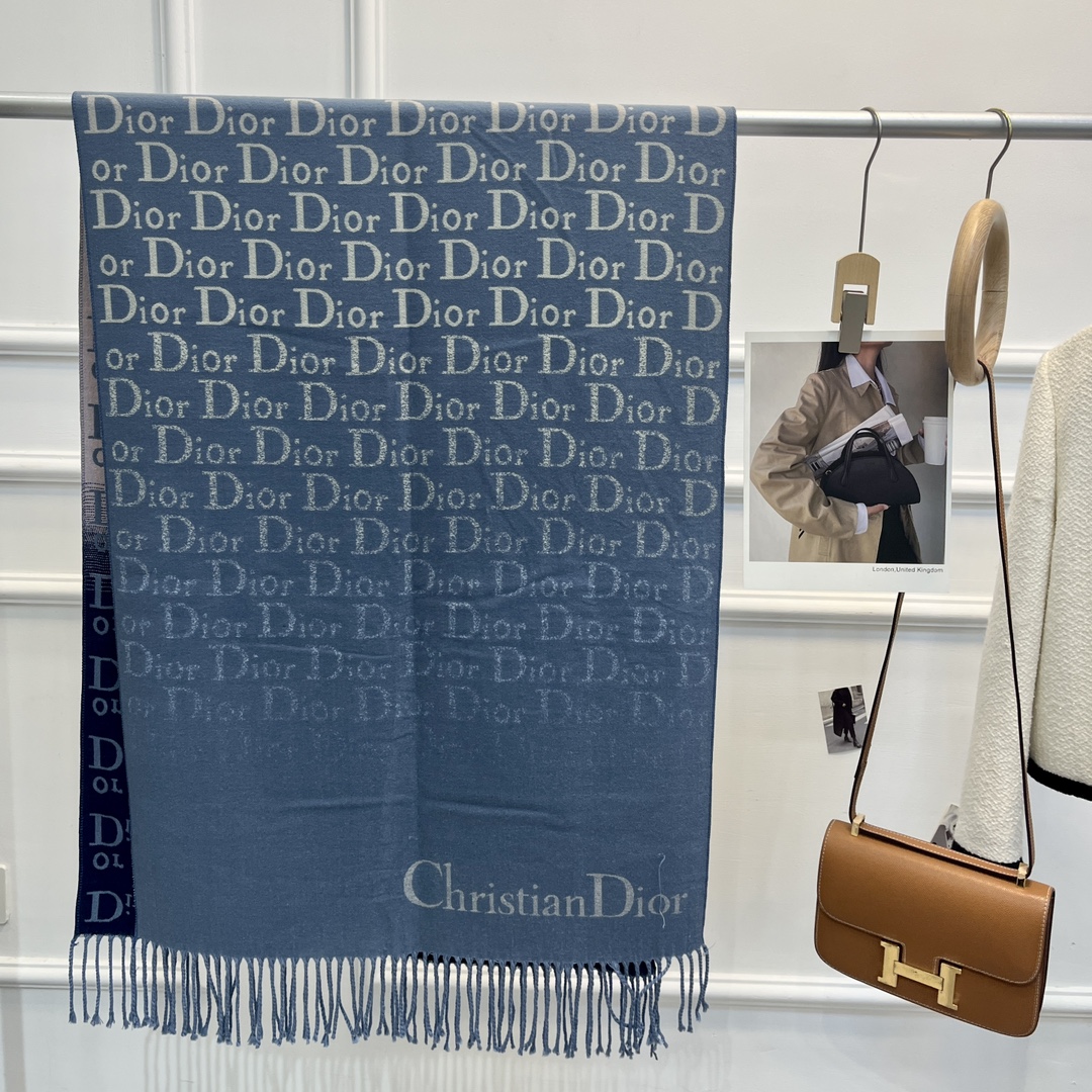 Dior Logo Jacquard Shawl Black and Blue