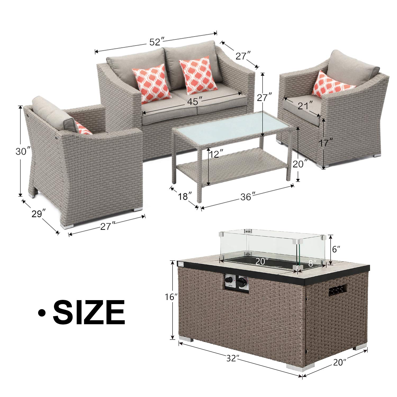 5-Pc Fire Pit Table Furniture