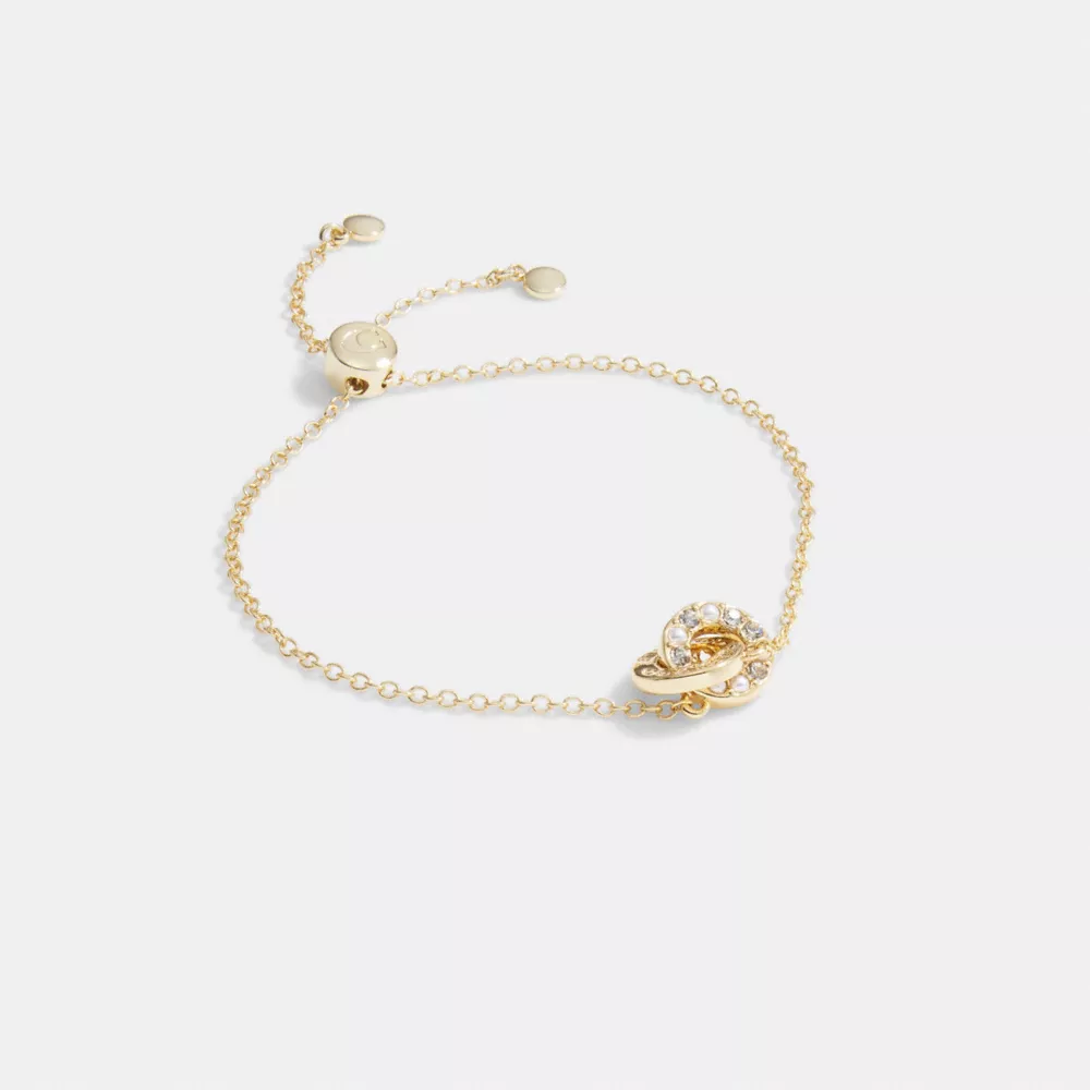 COAthtCH Interlocking Open Circle Pearl Slider Bracelet