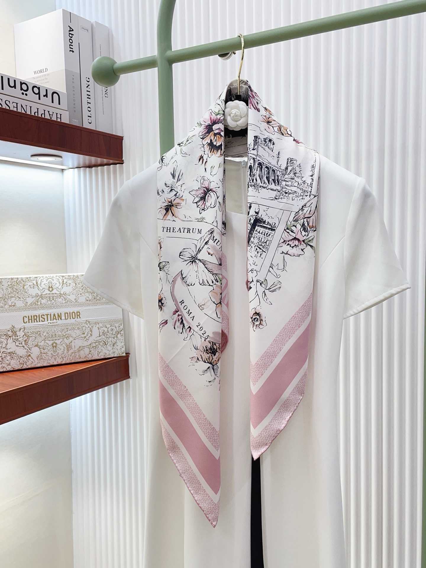 Dior Toile Print Silk Square Scarf Pink product images