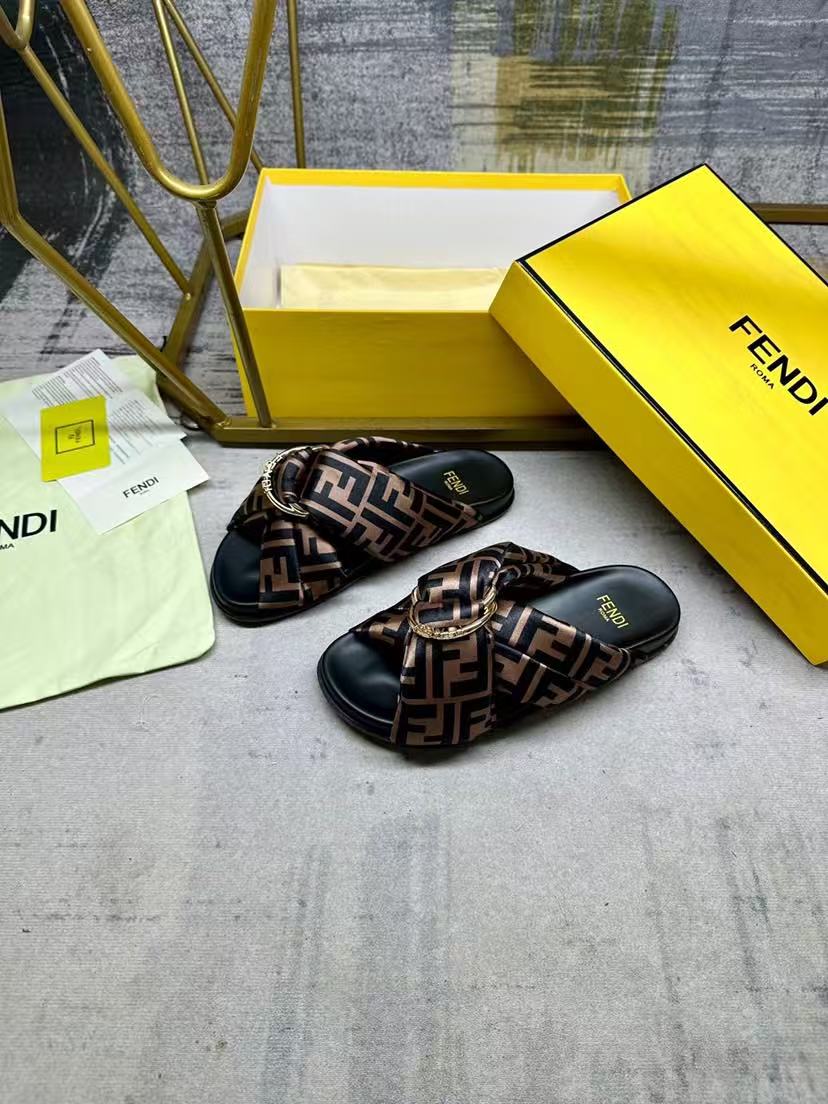 Fendi silk slippers