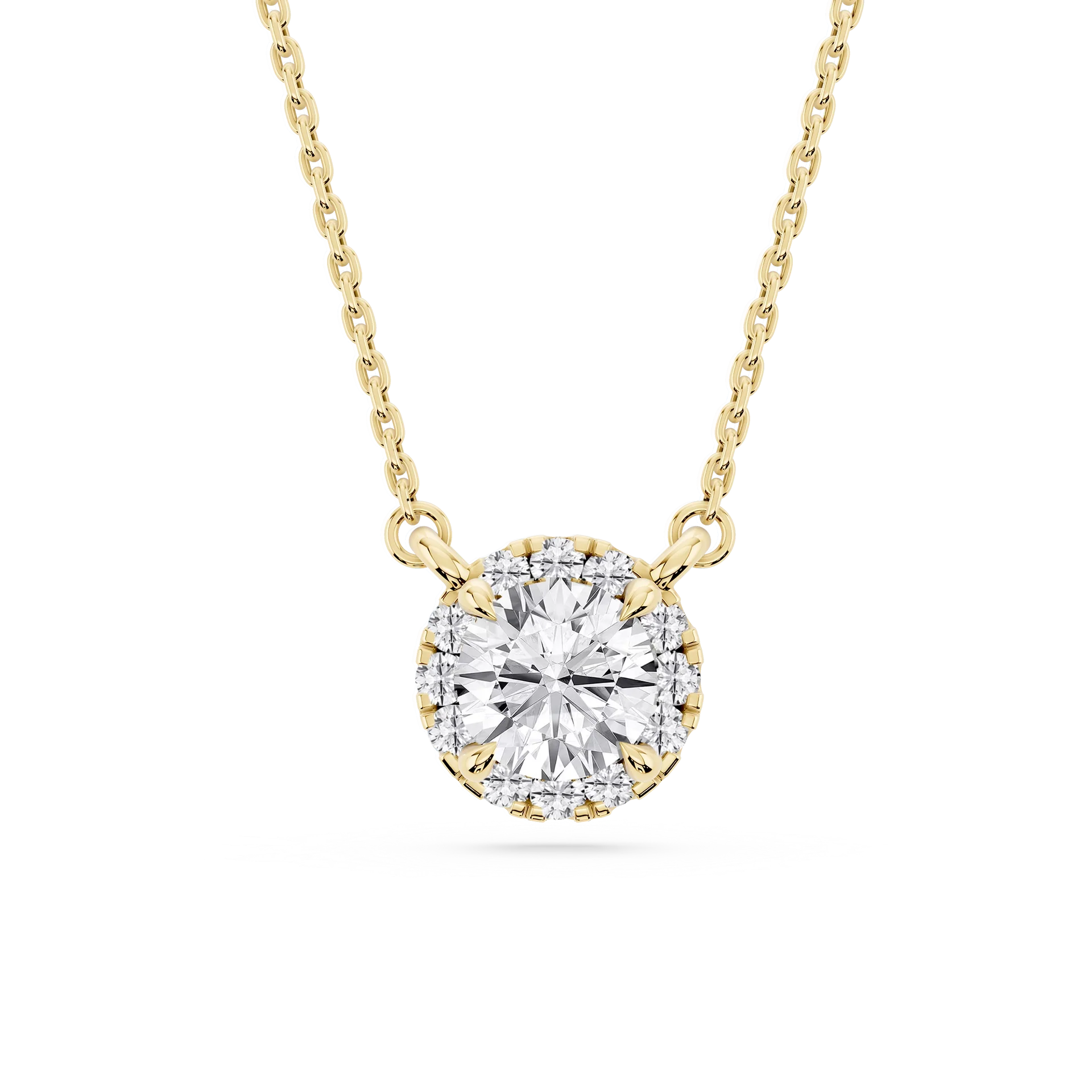 Round Lab Grown Diamond French Halo Pendant   - 18 Inches