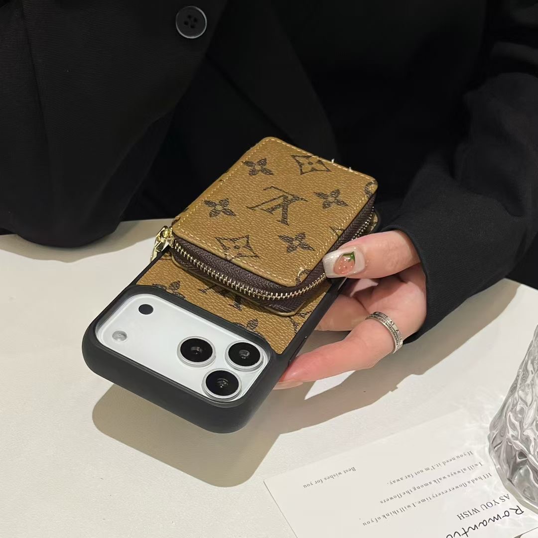 Louis Vuitton & Burberry Monogram Zipper Wallet Phone Case