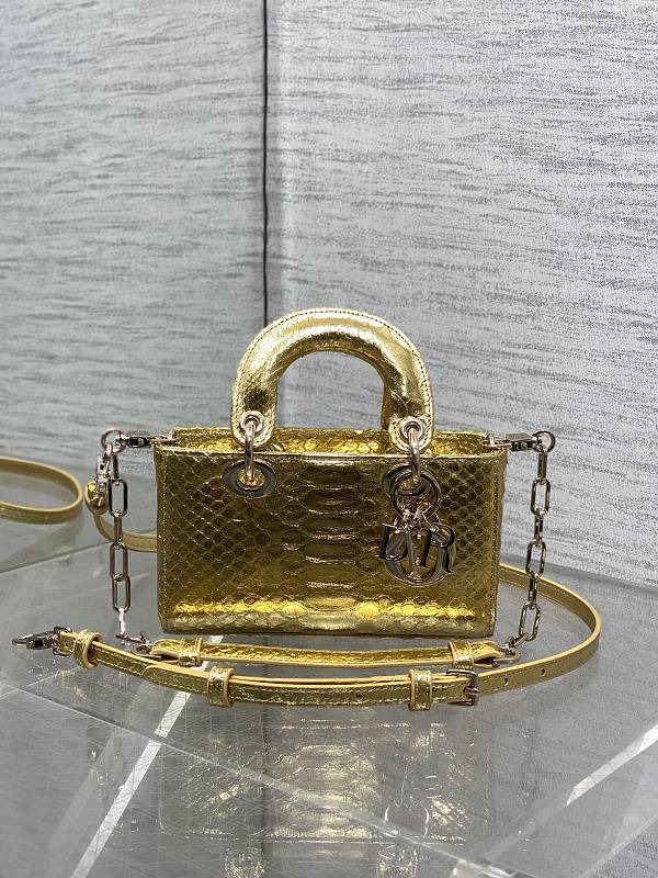 Lady D-Joy Bag Large Gold Python
