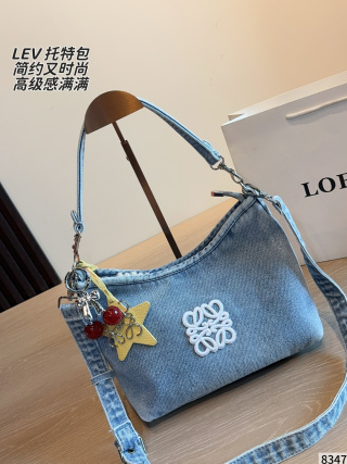 LOEWE Anagram Denim Hobo Shoulder Bag