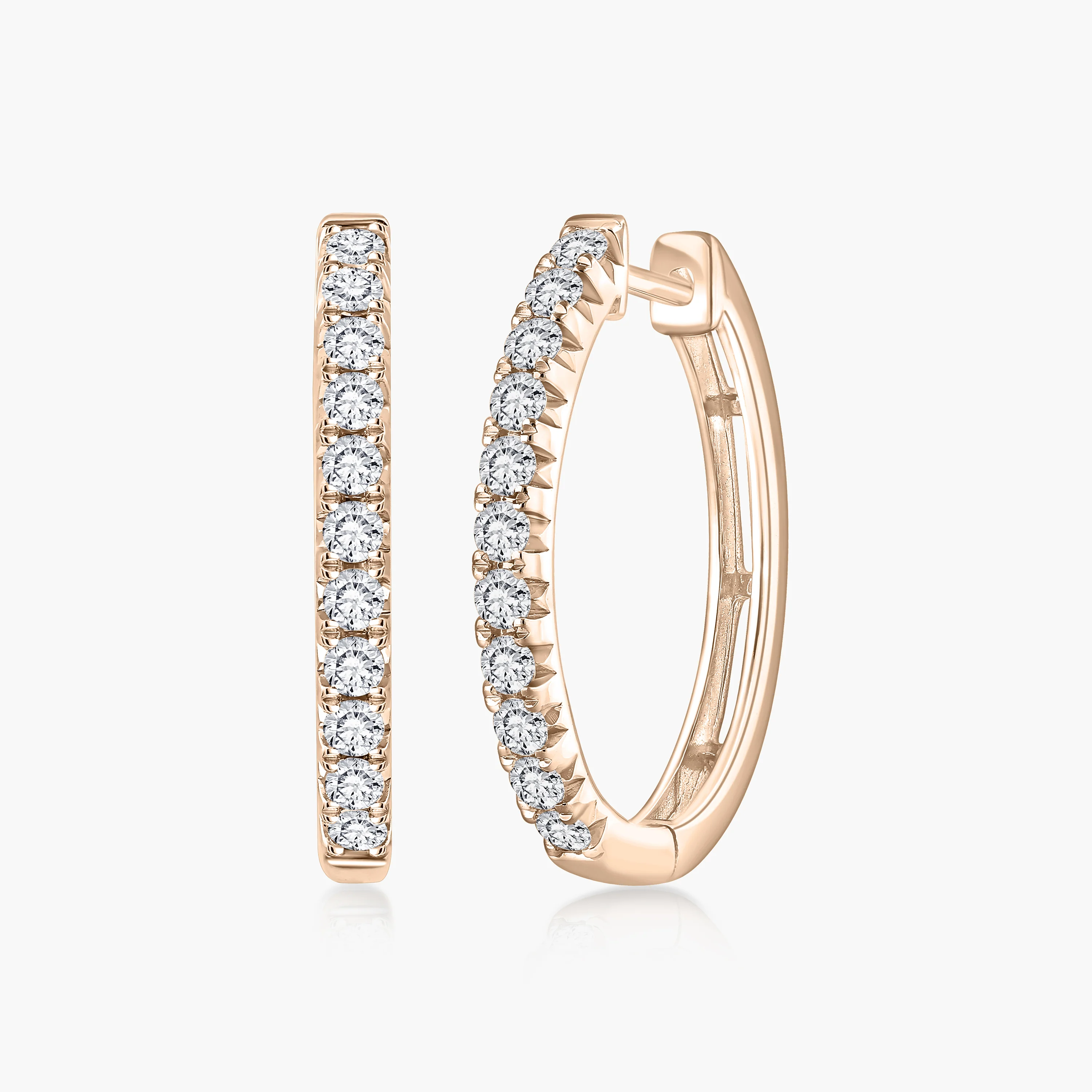 Round Lab Grown Diamond Traditional Oval-Shaped Hoop Earrings