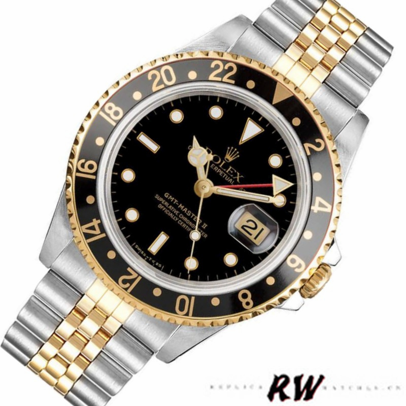 【Super Clone】Rolex GMT-Master II 16713LN Oystersteel Yellow Gold Black Dial 40MM Mens Replica Watch
