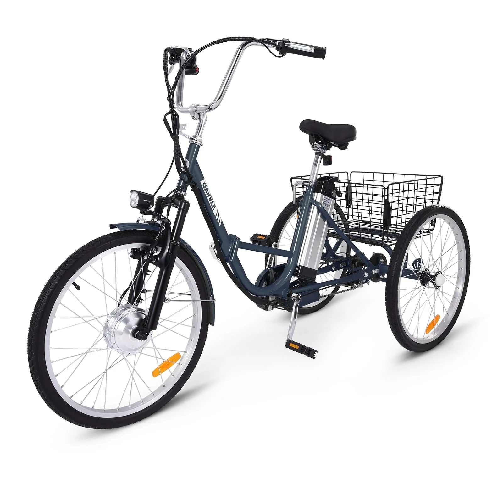 Patikuin 26in Folding Electric Tricycle, 250W, 36V, Gray