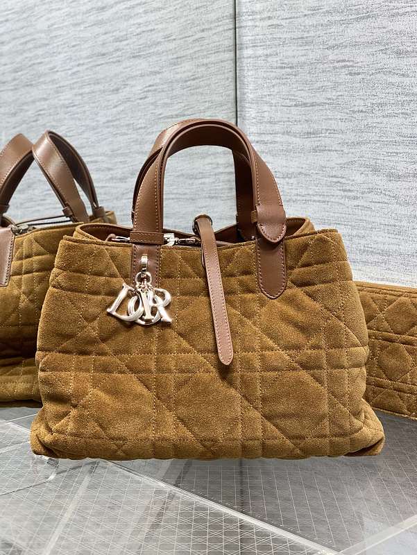 Dior Toujours Tote Bag Medium Tan Suede