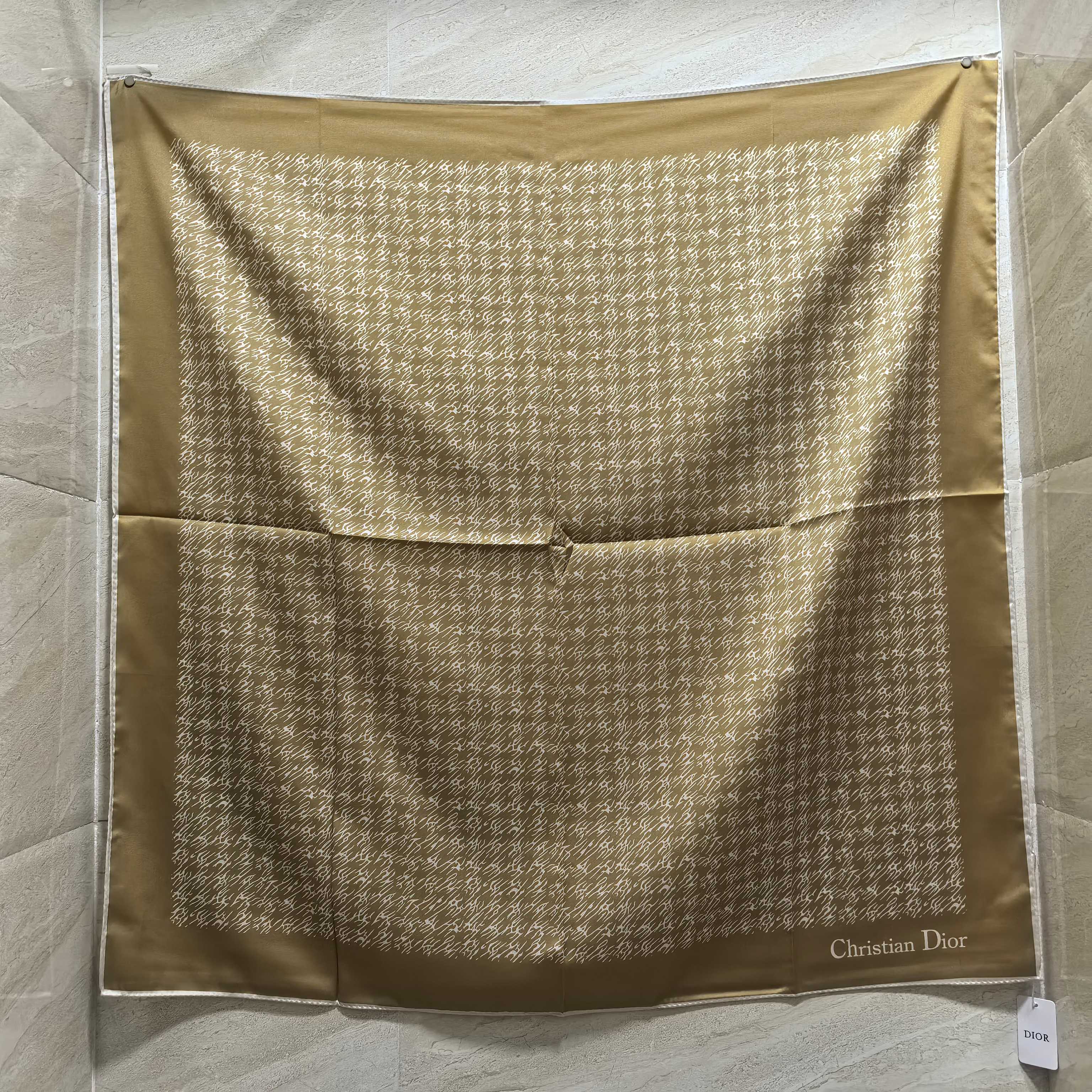 Dior Houndstooth Silk Square Scarf Beige 90 x 90 cm product images