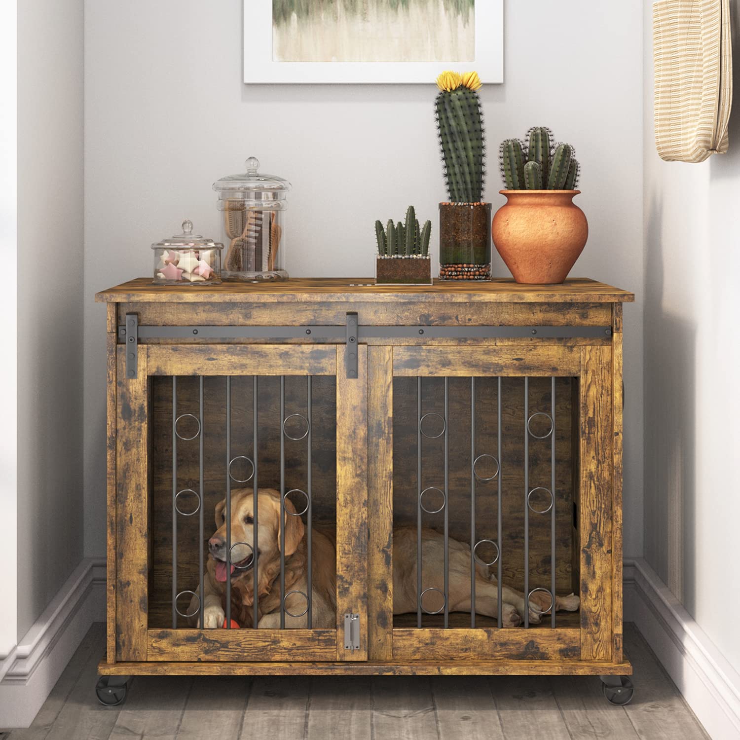 Homestead Sliding Barn Door Furniture Style Dog Crate