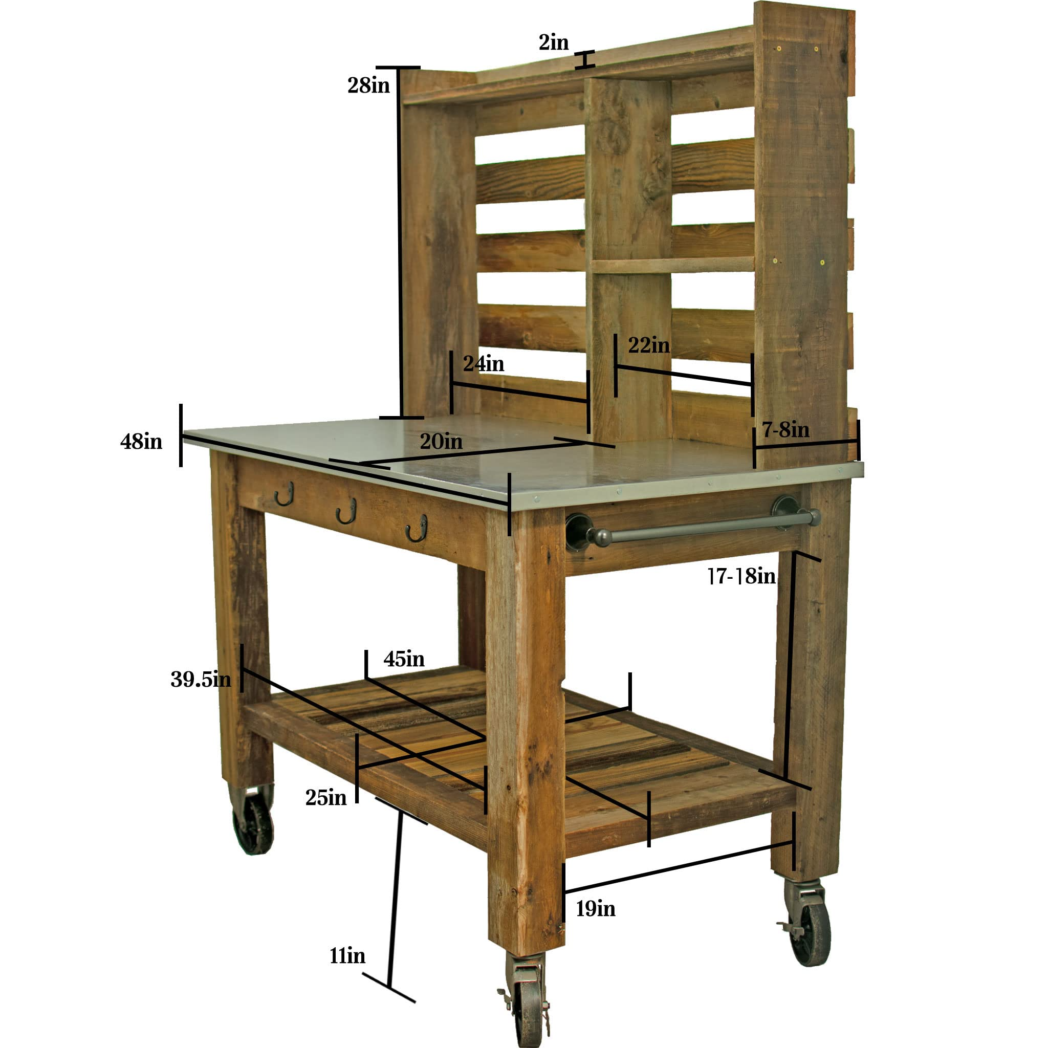 Potting Bench with Hardware Hooks & Towel Bar - Buffet Table