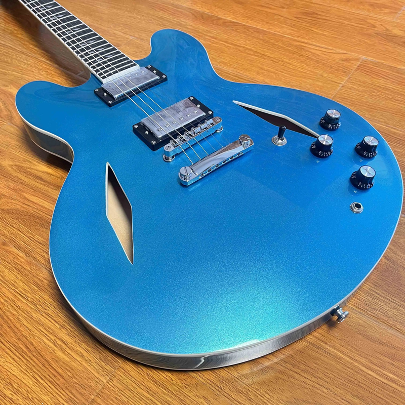 Factory Blue High-quality Half-hollow Jazz Electric Guitar 6 Strings