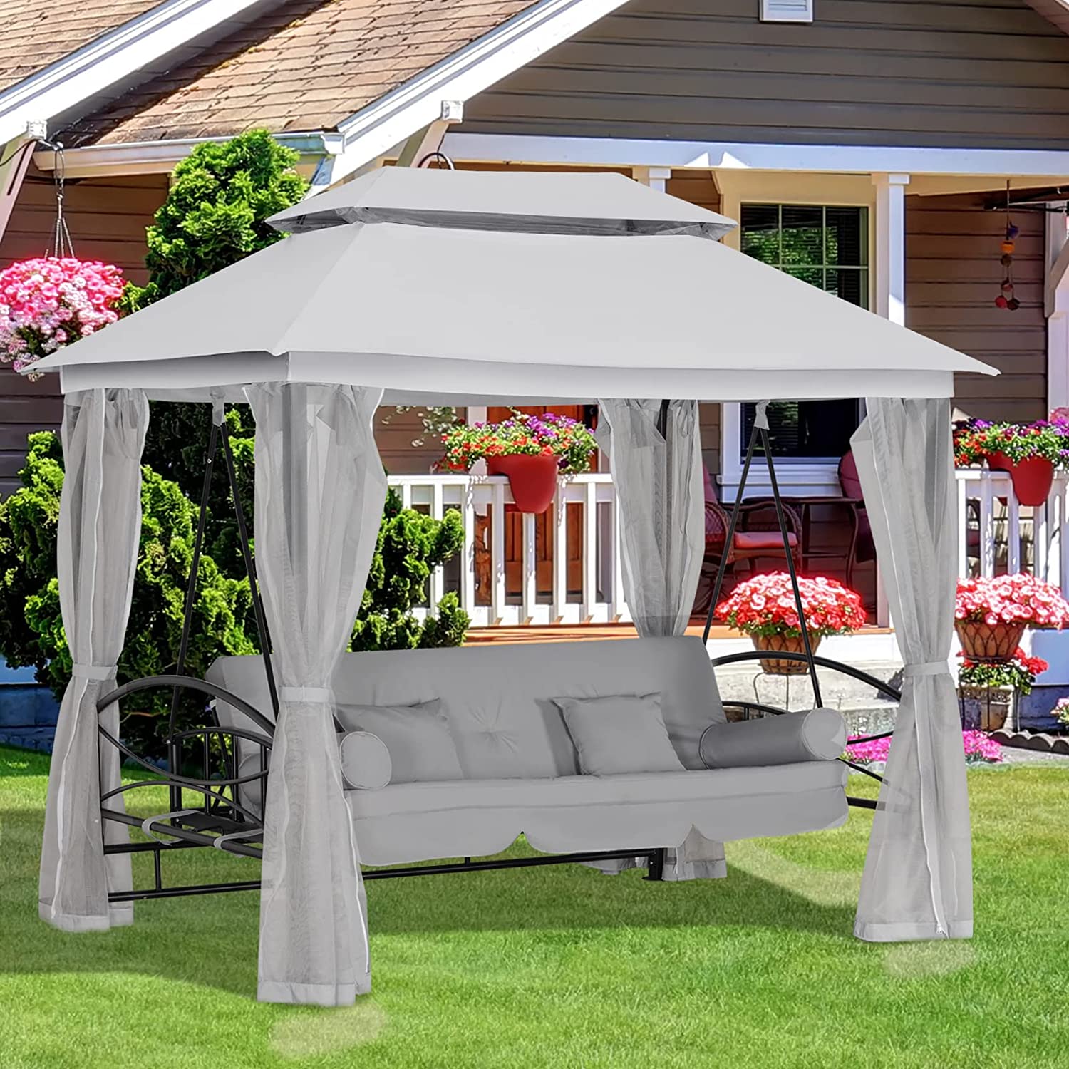 Gazebo Sofa Bed Swing Set Terrace + Cushions