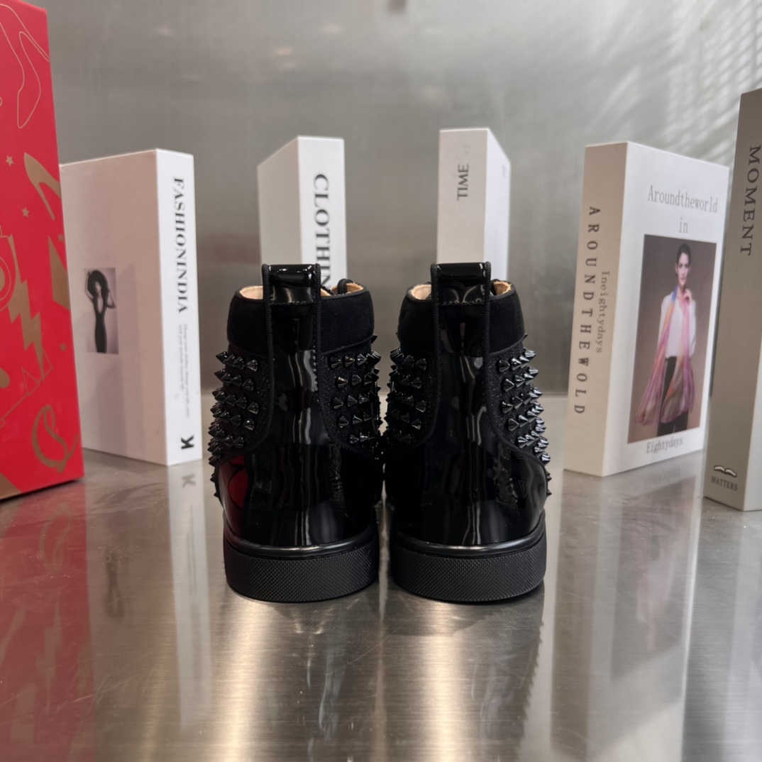 Christian Loubououtin High-top Solid-Color Multi-Color Striped Sneaker shoes
