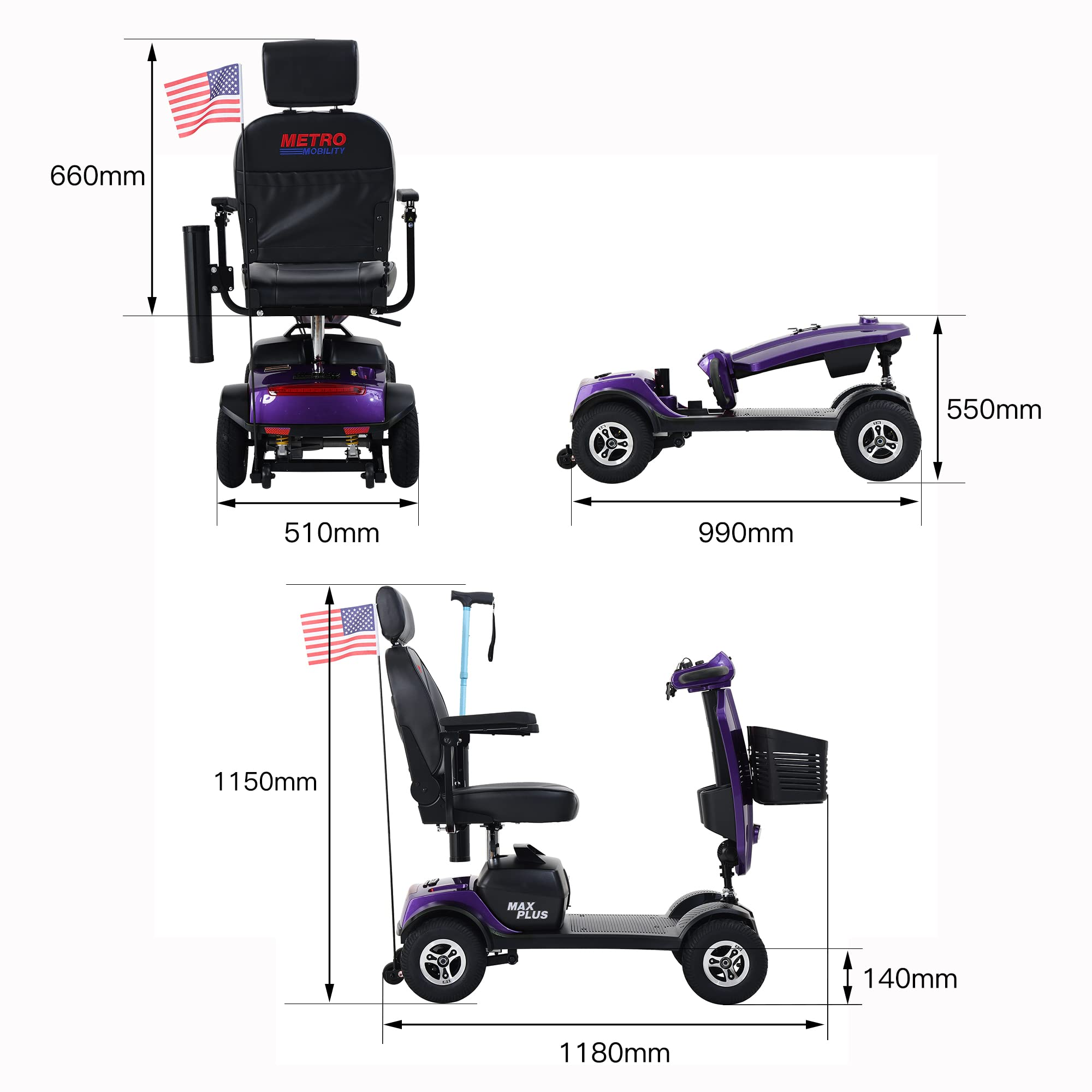 Electric Mobility Scooter for Adults Wheelchair Device for Travel
