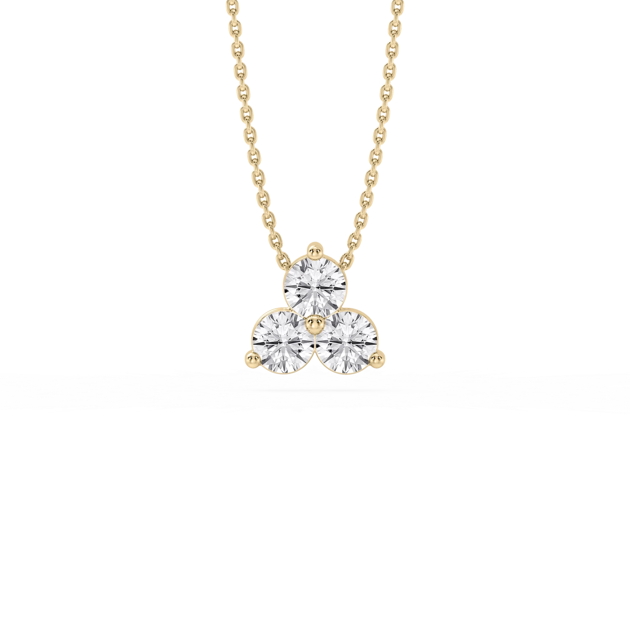 Round Lab Grown Diamond Three Stone Cluster Pendant – 18 Inches