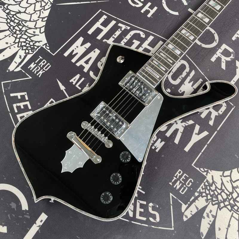 BLACK Iceman Electric Guitar 6String HH Chrome Bridge Free Shipping