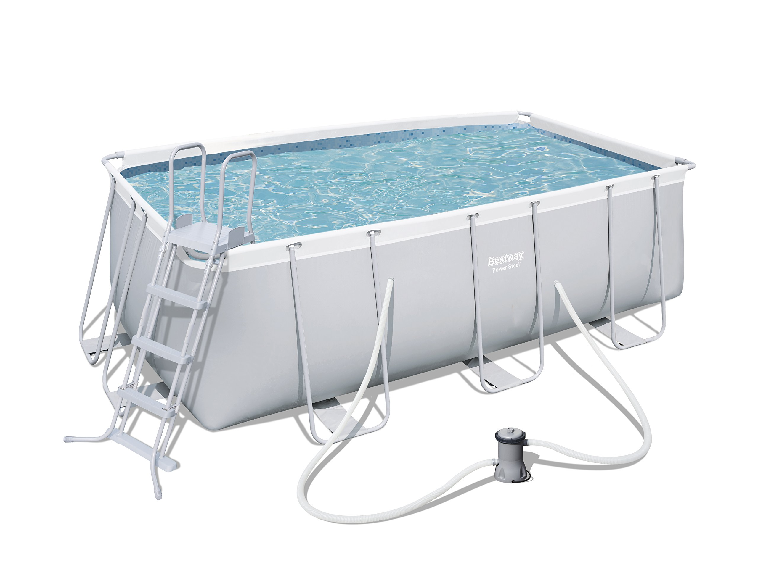 Power Steel Rectangular Frame Pool Set, in Light Grey
