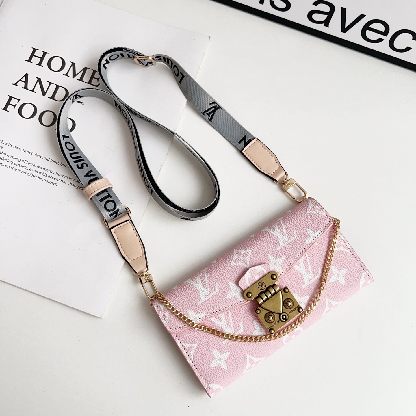 LV & Gucci Monogram Flip Phone Wallet Mini Crossbody Shoulder Bag With Card Slots