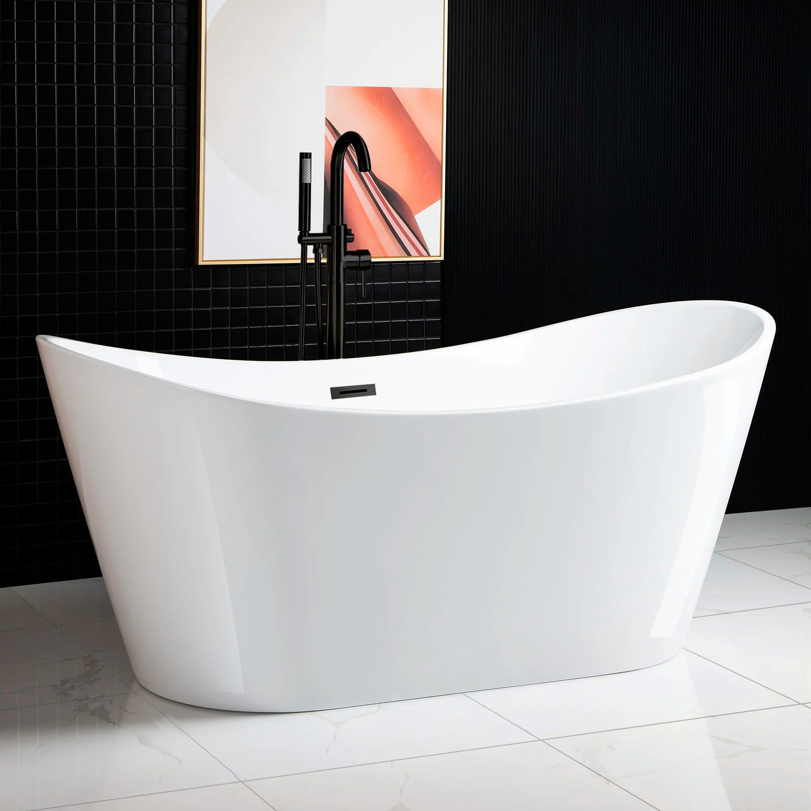 67" x 32" Freestanding Soaking Acrylic Bathtub