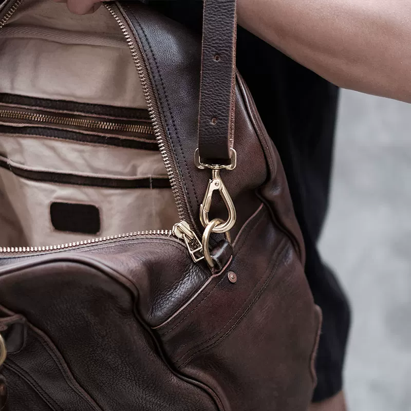 Genuine leather travel shoulder bag tote bag
